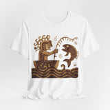Pre-Hispanic Fisherman with Symbolic Fish Glyph Style Unisex T-Shirt