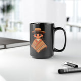 Cartoon Girl in Traditional Poncho Peru Black Mug