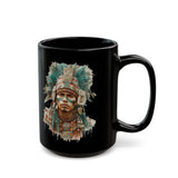 Maya Warrior Watercolor Portrait Black Mug