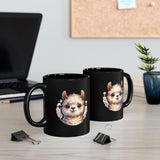 Inca Andean Llama Baby Face Illustration Black Mug