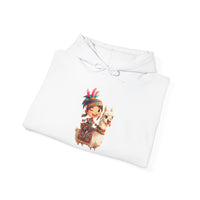 Playful Inca Girl and Llama Cartoon Unisex Hoodie