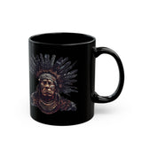 Tribal Feather Headdress Warrior Black Mug