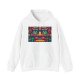 Neon Aztec Mask God Illustration Unisex Hoodie