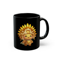 Chibi Inti Inca Sun God Cartoon Style Black Mug