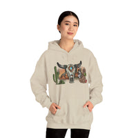 Sunset Desert Scene with Aztec Tribal Skull Unisex Hoodie