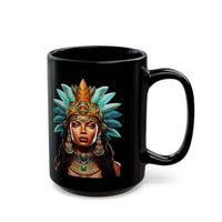 Aztec Royal Warrior Queen Portrait Illustration Black Mug