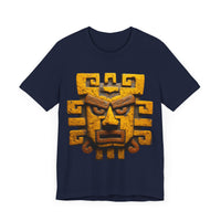 Ancient Andean Warrior Mask Golden Glyph Style Unisex T-Shirt