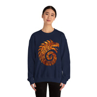 Spiral Quetzalcoatl Feathered Serpent Glyph Style Unisex Sweatshirt