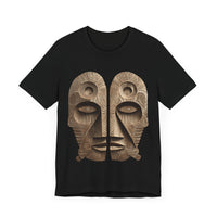 Wooden Andean Duality Totem Faces Tribal Symbol Unisex T-Shirt
