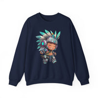 Cyber Aztec Chibi Warrior Neon Style Unisex Sweatshirt
