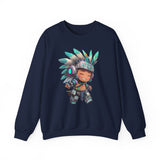 Cyber Aztec Chibi Warrior Neon Style Unisex Sweatshirt