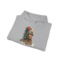 Inca Warrior Watercolor Art and Tribal Pattern Unisex Hoodie