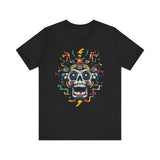 Funny Aztec Skull with Neon Circuits Unisex T-Shirt
