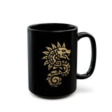 Quetzalcoatl Spiral Serpent Tribal Glyph Black Mug