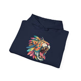 Comic Style Jaguar Mask with Rainbow Feathers Unisex Hoodie