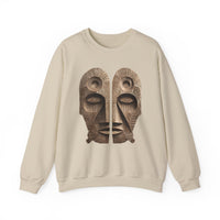 Wooden Andean Duality Totem Faces Tribal Symbol Unisex Sweatshirt
