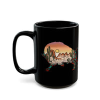 Aztec Buffalo Desert Sunset Silhouette Black Mug