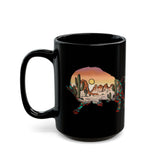 Aztec Buffalo Desert Sunset Silhouette Black Mug