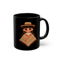 Cartoon Girl in Traditional Poncho Peru Black Mug