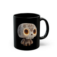 Glow-Eyed Aztec Skull Chibi Black Mug