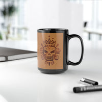 Ah Puch Mayan Skull Crown Glyph Style Black Mug