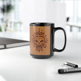 Ah Puch Mayan Skull Crown Glyph Style Black Mug