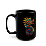 Aztec Serpent God Quetzalcoatl Modern Tribal Style Black Mug