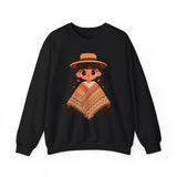 Cartoon Girl in Traditional Poncho Peru Unisex Sweatshirt