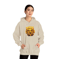 Golden Warrior Mask Andean Glyph Style Unisex Hoodie