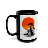 Tikal Sunset Temple Minimalist Art Black Mug