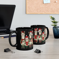 Inca Christmas Llama Family from the Andes Black Mug