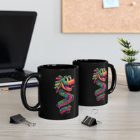 Cartoon Quetzalcoatl Cyber Serpent Black Mug