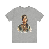 Inca Warrior Woman Watercolor Portrait and Tribal Jewelry Unisex T-Shirt
