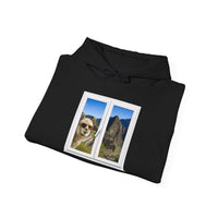 Funny Llama at the Window with Machu Picchu View Unisex Hoodie