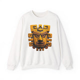 Ancient Andean Warrior Mask Golden Glyph Style Unisex Sweatshirt