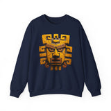 Ancient Andean Warrior Mask Golden Glyph Style Unisex Sweatshirt