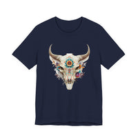 Sacred Floral Cow Skull Mandala Illustration Unisex T-Shirt