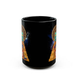 Celestial Aztec Ritual Illustration Black Mug