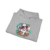 Aztec Floral Cow Skull on Turquoise Pattern Unisex Hoodie