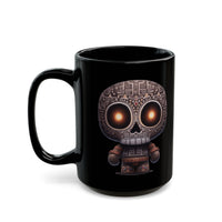 Tribal Glow Chibi Aztec Skull Black Mug