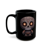 Tribal Glow Chibi Aztec Skull Black Mug