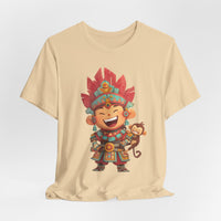 Chibi Maya Warrior and Sacred Monkey Unisex T-Shirt
