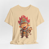 Chibi Maya Warrior and Sacred Monkey Unisex T-Shirt