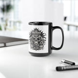 Ah Puch Death God Petroglyph Skull Black Mug