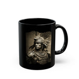 Vintage Inca Warrior Sepia Portrait Black Mug