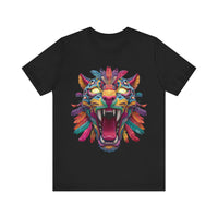 Rainbow Jaguar Mask Comic Style Unisex T-Shirt