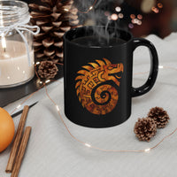 Spiral Quetzalcoatl Feathered Serpent Glyph Style Black Mug