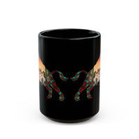 Aztec Buffalo Desert Sunset Silhouette Black Mug