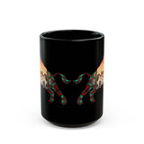 Aztec Buffalo Desert Sunset Silhouette Black Mug