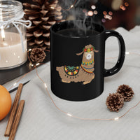 Resting Alpaca In Traditional Ornaments Black Mug